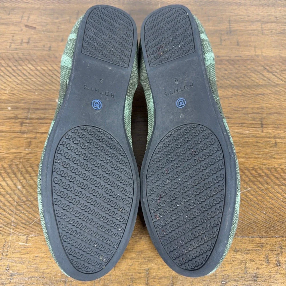 Rothy's Loafers Women 9 Green Camo Knit Slip On Flats Casual Comfort Camoflauge